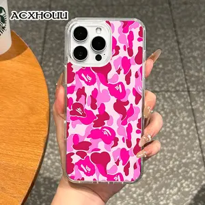 Magnetic Coquette Case for iPhone 17 16 E Pro Max 15 Plus 14 13 12 11 XS XR, Pastel Pink Camo with Logo Design | Shockproof, Girly, Stylish, Silicone, and Trendy Protection