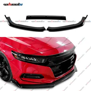For 2018 - 2020 Honda Accord 4-Door - Gloss Black Sport Style 3PCS Front Bumper Lip SpoilerTikTokShopBlackFriday Car Accessories fathersdaygift fathersdaygift