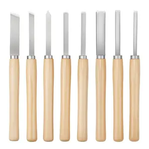 fathersdaygift VEVOR Wood Lathe Turning Tool Set, 8PCS, Lathe Chisel Set with Carbon Steel Blade, 2 Skew, 1 Spear Point, 1 Parting, 1 Round Nose, 3 Gouge Tools, 1 Oxford Bag, for Beginners, Hobbyists, Professionals
