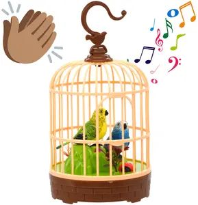 HWD Mini Voice-Activated Birds Birdcage Toys, Chirping & Wings Fluttering Parrot Animals Toy Gifts for Baby Toddler Kids Children