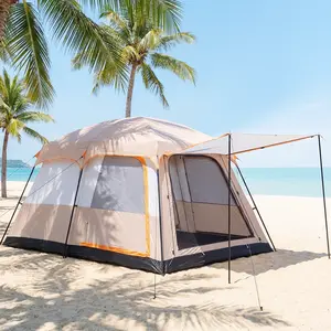 Large Family Camping Tent for 4–6 Persons with Porch, Rainfly & 3 Mesh Doors – Easy Setup Waterproof Outdoor  Heavy Duty Cabin Tent