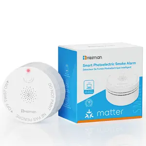 Heiman Matter Smoke Detectors,Smart Photoelectric Fire Alarm,UL217-10th Certified,Battery Powered,Real-Time Notification,Compatible with Smartthings,Home Assistant, Mini Portable for Home Travel