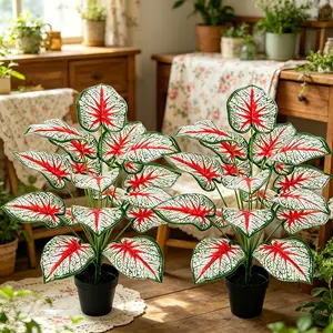 2 Pieces Realistic Veined Calathea Decorative Artificial Plants, 24 Leaves, No Maintenance, Christmas Easter Decor, Office Living Room Display, Holiday Decorations