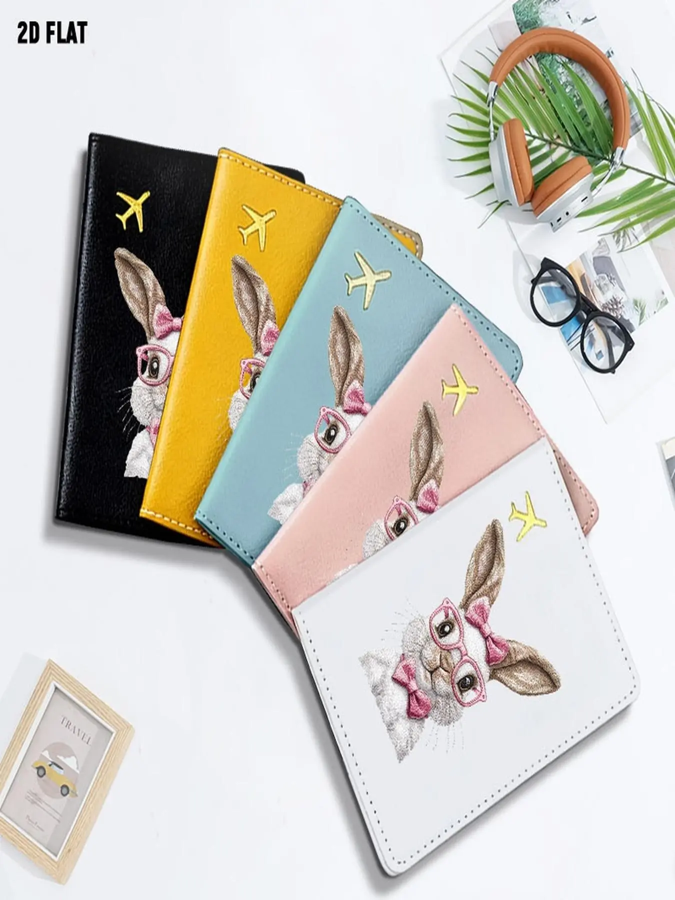 Cute Embroidered Rabbit Pattern Passport Cover, Whimsical Charming Design with Multiple Specifications Available, One Size Travel Document Holder, Perfect for Daily Travel & International Trips