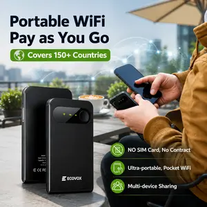 ECOVOX 4G LTE Portable WiFi Hotspot – Pay-As-You-Go Wireless Internet, No SIM Card or Contract Needed, Auto Network Switching, Connect Up to 9 Devices, Free 1GB Local Data for Travel, Camping & Outdoor Use