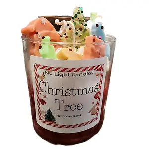 Nu Light Candles Christmas Tree Soy Scented Candle Scented Candle with Festive Tree Design and Colorful Characters