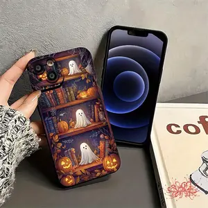 1pcs unique new Halloween pumpkin ghost bat cute witch pattern phone case for girls, suitable for iPhone 16 Pro Max/16 plus/16E/15 Plus/15 pro max/14 pro max/14 plus/13 pro/13 pro max/13mini/12 pro max/12mini/11 Pro Max, drop-proof shockproof protection,
