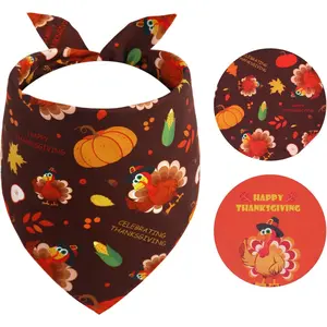 Thanksgiving  Bandana Small 1 count, Triangle Reversible Holiday Scarf for Boy and Girl, Fall Autumn Bibs Accessories for Small XS Dogs Cats