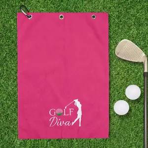 Funny Golf Towel Microfiber Golf Towels for Bags with Clip, Golf Gifts for Men Women, Golf Accessories Christmas Birthday Gift for Fan, Golf Diva Red