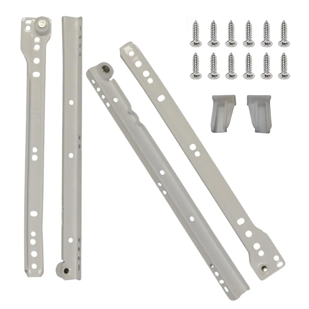 COLLINETS 24 in Epoxy Coated Heavy-Duty Cold Rolled Steel Drawer Slides, 2-Pack with Brackets/Screws, Double Stopper Mechanism, 75 lbs Capacity, Flexible Installation Options for Frameless & Face-Frame Cabinets, DIY Enthusiasts, Frameless Cabinets