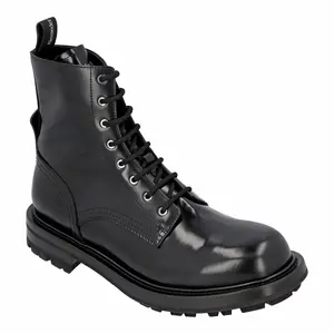Pre-owned Alexander McQueen Men's Alexander McQueen Smooth leather combat boots by Rebag