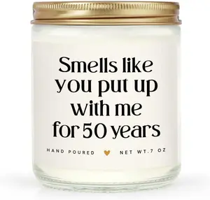 50th Anniversary Wedding Gifts - Funny 50th Anniversary Couple Candle, 50 Year Golden Wedding Keepsake  for Women Men Him Her Wife Husband  Parents, 7oz