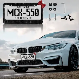 Rhinestone Bow License Plate Frame - 1 pcs!  Fun car accessories & essentials for women. Affordable & stylish multi-color. c