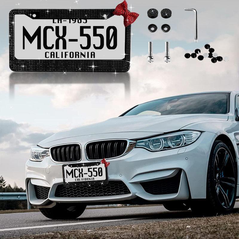 Rhinestone Bow License Plate Frame - 1 pcs!  Fun car accessories & essentials for women. Affordable & stylish multi-color. c