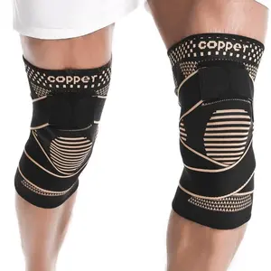 Copper Knee Braces with Strap for Women and Men Knee Compression Sleeve with Adjustable Strap for Arthritis ACL, Knee Pain Knee Support