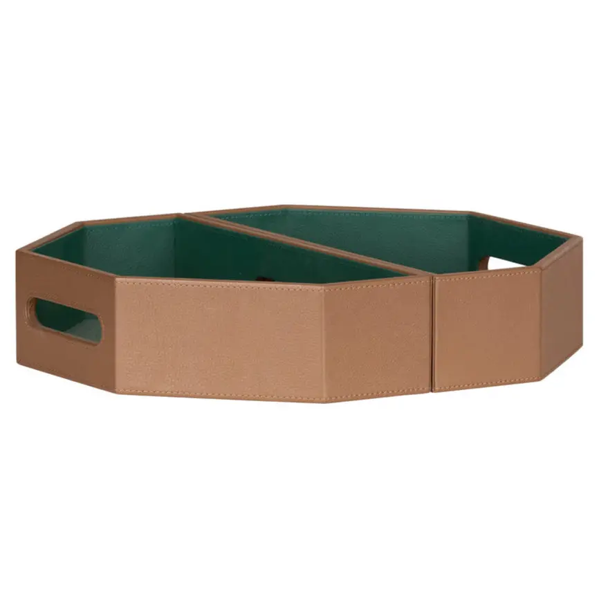 Burke Brown Leather Tray (Set of 2)