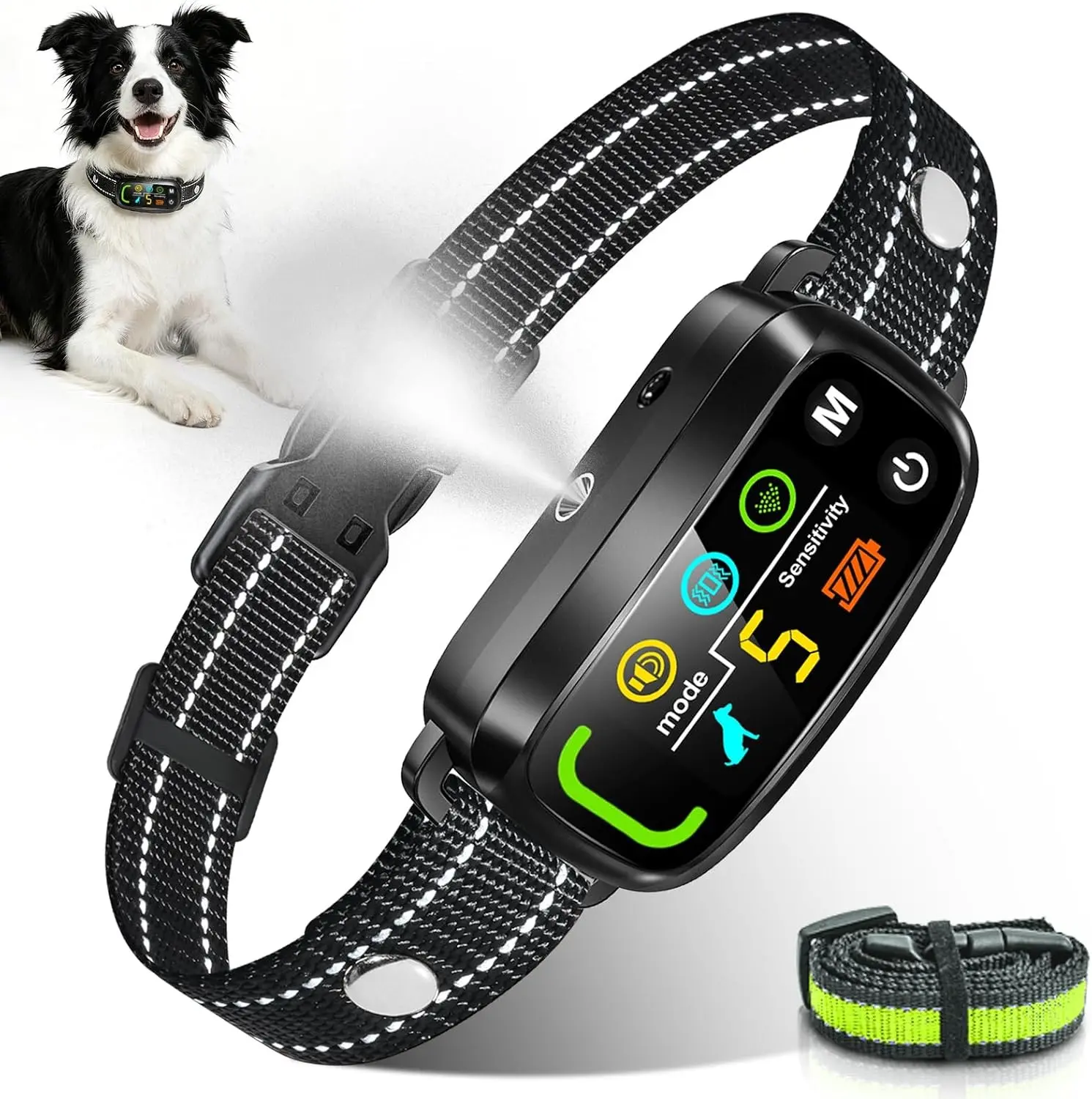Citronella Bark Collar for Dogs, 5 Training Modes & Levels, No Spray Refill | Anti Barking Training Collar, beep/vibration/spray modes, IP65 waterproof, for S/M/L Citronella Dog Collar, with 2 straps