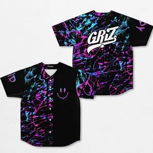 Griz Smiley Acid Baseball Jersey EDM Music Shirt, EDM Festival Family Gift, Unisex Breathable Men's Jersey, 420 Lover Graphic Shirt, Gift For Baseball Fan EDM Electronics Music