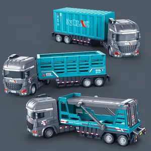 New Inertial Container Transport Truck Toy, Oversized Cargo Trailer Engineering Model for Boys, Perfect Halloween Xmas Gift