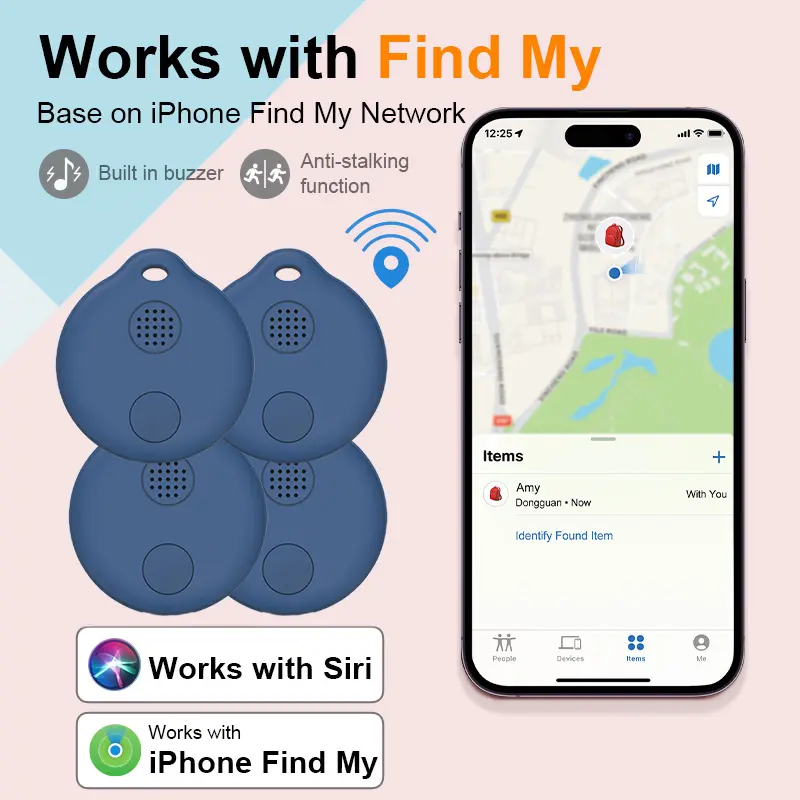2026 Air Tracker Smart Tags only iOS-4pc, Bluetooth Luggage Tracker Keys Finder/Item Locator compatible with Apple Find My (iOS)for Key, Backpack, Pet Tag, Luggage Black alarm , Global Positioning Wireless Tag Durable