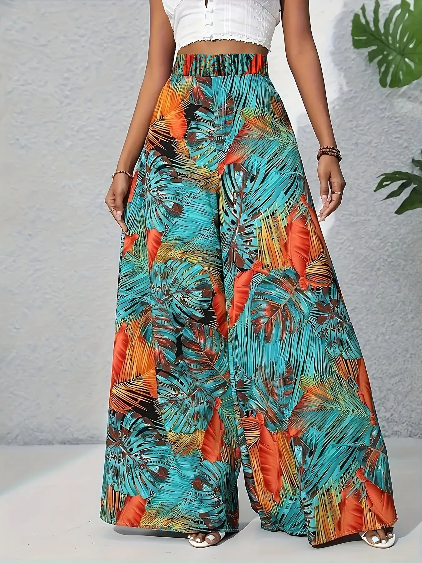 Tropical Wide Leg Pants