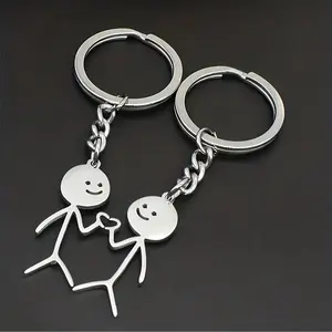 Men's 2-Piece Matching Heart Keychain Set, Cute Alloy Heart-Shaped Engraved Keychains, Ring Pendant for Wallet Backpack, Valentine's Day Gift for Couples