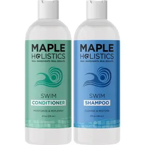 Maple Holistics After Swim Shampoo and Conditioner Set For Swimmers Cleansing Flower Haircare Argan Oil Coconut Gentle Green Tea Jojoba