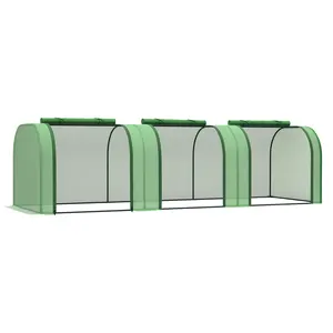 Outsunny 10' x 3' x 2.5' Mini Greenhouse, Portable Tunnel Green House with Roll-Up Zippered Doors, UV Waterproof Cover, Steel Frame