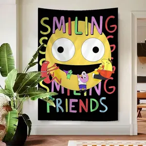 Cartoon S-Smiling Friends Colorful Tapestry Wall Hanging Bohemian Wall Tapestries Mandala Wall Art Decor Tapestry Room Decor