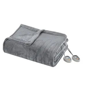 Plush Electric Blanket (Full) Gray - Beautyrest