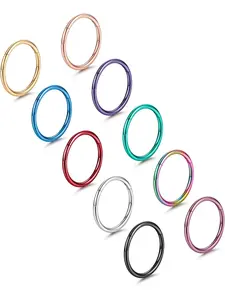 10 PCS 16G 18G Septum Rings 316L Stainless Steel Hinged Segment Ring Lip Rings Cartilage Helix Conch Tragus Daith Piercing Septum Clicker Nose Rings Hoop
