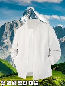 Men's Solid Color Sports Jacket, Baseball Style Windbreaker, Outdoor Workwear, Loose-Fitting Casual Coat, Fall & Winter Fashion