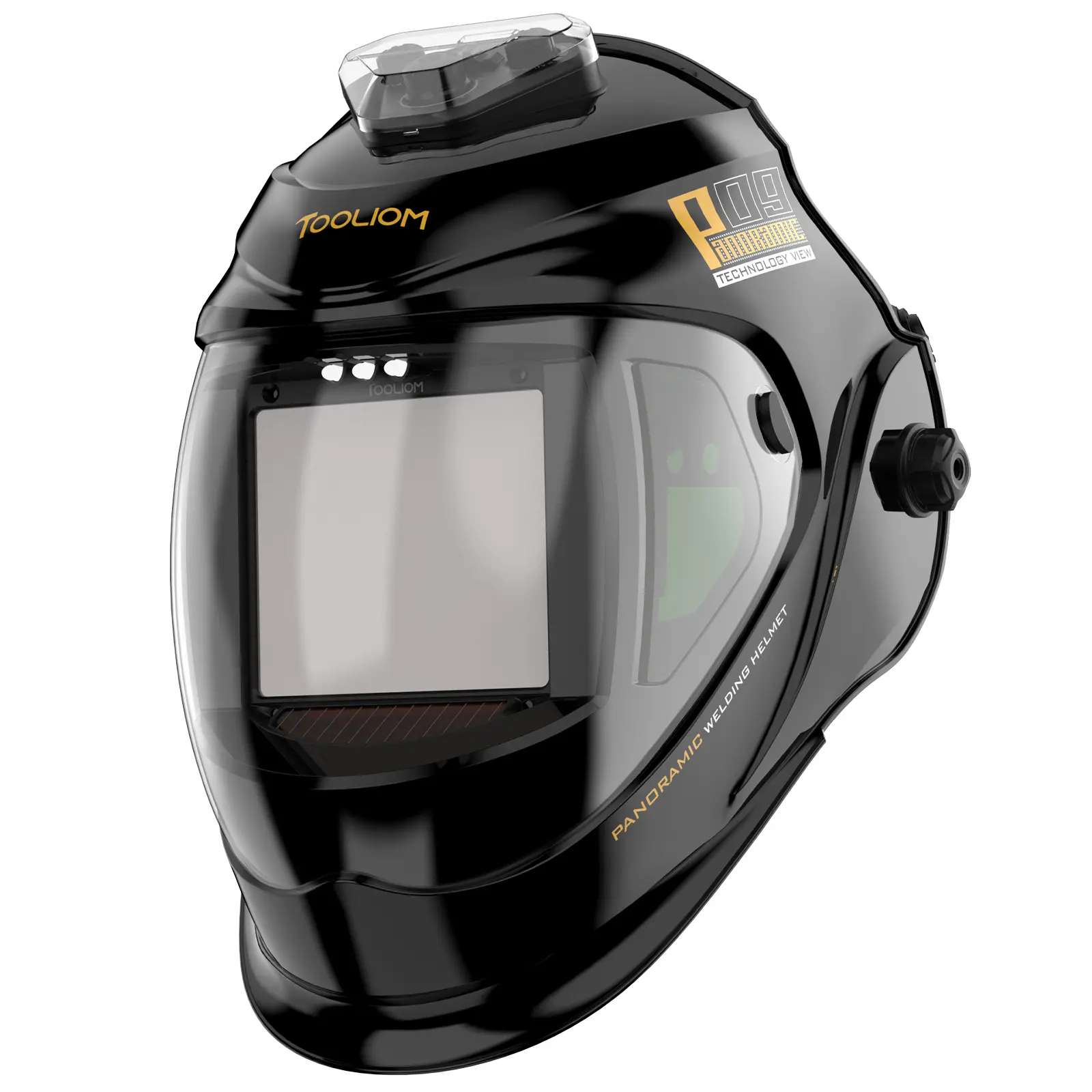 TOOLIOM TL-28800G Auto Darkening Welding Helmet - 1/1/1/1 True Color, 4.31" × 3.81" Large View, Type-C Rechargeable, Wide Shade 5-13 Hood Mask with LED Light for TIG, MIG, Stick, Cut & Grind