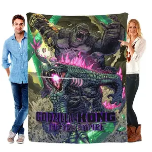 Kong Vs Godzilla Soft Comfy Flannel Blanket, All Season Lightweight Throw Blanket, Multi-use Air Conditioning Blanket for Bed Sofa Office Camping Travel, Ideal Holiday Birthday Gift for Sci-Fi Movie Fans