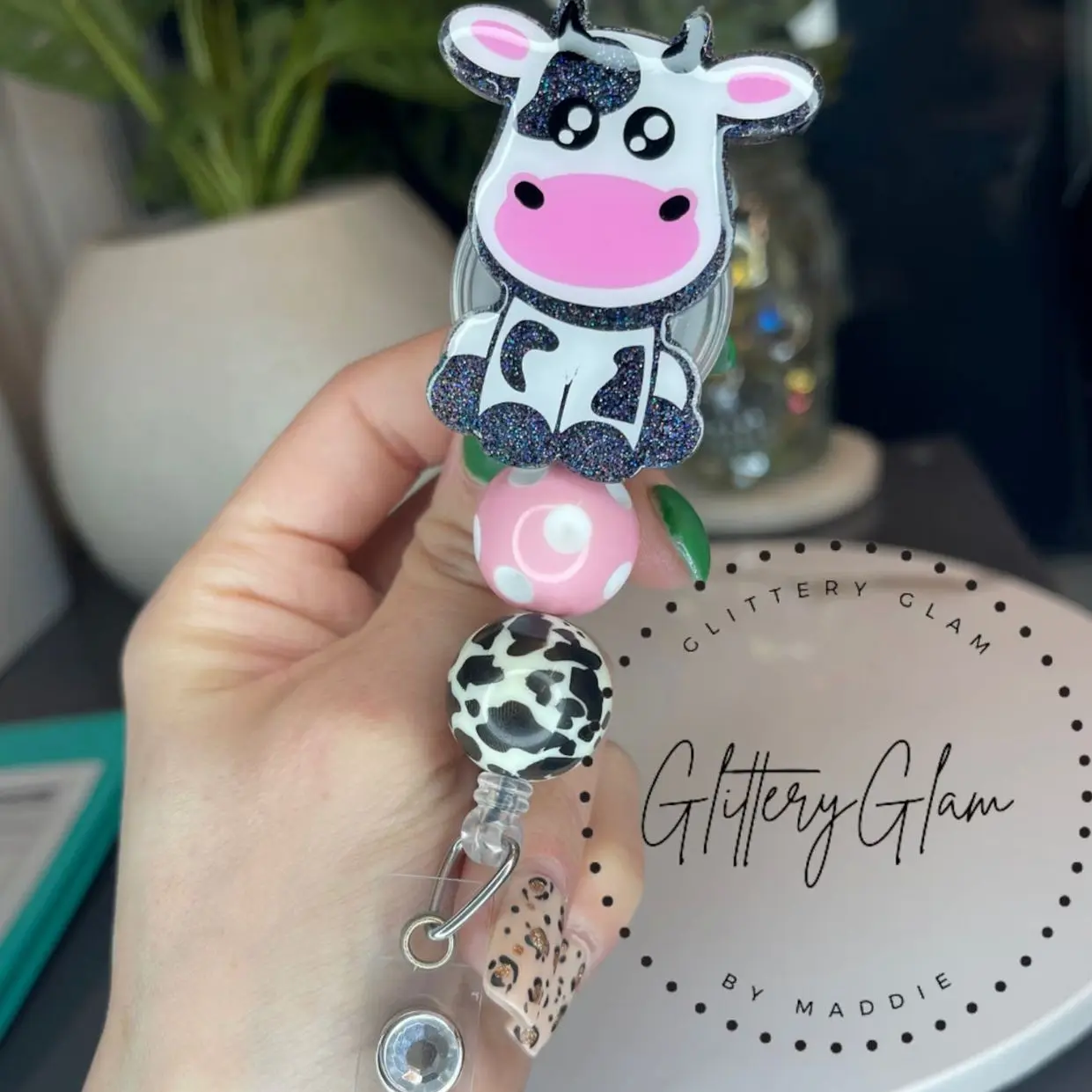 Cute Cow Badge Reel, Nurse Badge Reel, Teacher Badge Reel, Cow, Farm Animal Badge Reel, pediatric, ID Badge Reel, Badge Buddy, Cow Print