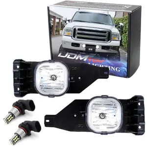 iJDMTOY Fog Lights Kit w/ 9145 H10 Xenon White LED Bulbs For 2005-2007 Ford F-250 F-350 F-450 Excursion (Match Part# 6C3Z 15200 AA, 6C3Z 15200 BA, FO2593211, FO2592211)
