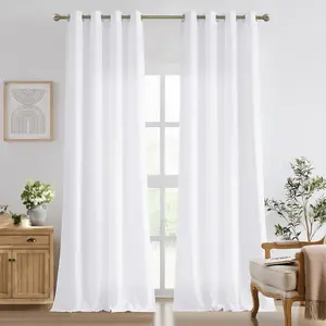 NICETOWN Non-See-Through Pure White Privacy Sheer Curtains 2 Panels, Grommet Window Curtains Drapes for Living Room Bedroom- Home Decoration Light Filtering Elegant Drapes