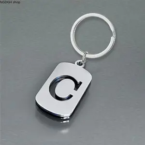 Silver Letter C Keychain - Trendy Large Cutout Initial Key Ring with Polished Stainless Steel Tag, Durable Shiny Minimalist Design, Perfect for Personalized Daily Carry Bag Charm Keys & Elegant Everyday Accessory