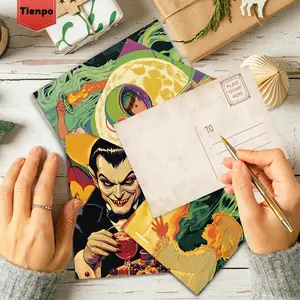 Vintage Comic Postcard, 32pcs/set Horror Atmosphere Postcard, Wall Sticker, Message Card, Postcard, Home Decor Wall Sticker