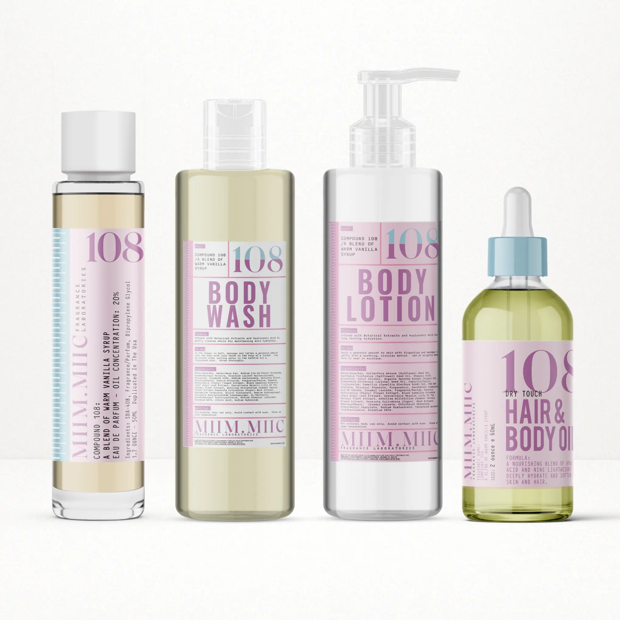 No 108 WARM VANILLA SYRUP Collectors Kit - Eau de Parfum, Body Wash, Body Lotion, Hair & Body Oil
