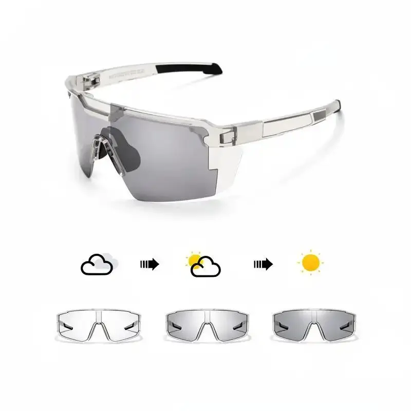 Unisex 3-Lens Sports Eyewear - Blush Carbon PC Frame, UV Protection, Semi Rimless, Blue Light Transition Glasses, Women's Sunglasses, Driving & Hiking Outdoor Accessories