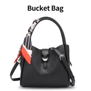 2026 New High-End Women’s Bucket Bag with Silk Scarf — Commuter-Friendly, Versatile, Large Capacity; Handheld/Crossbody; Niche Aesthetic Layered Shoulder Bag outdoorfun