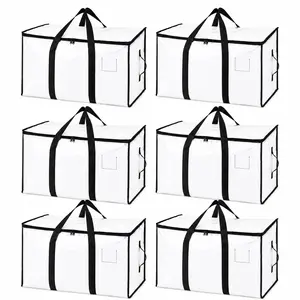 6 Pack Heavy Duty Moving Bags Extra Large Storage Totes with Strong Zippers and Wrap Around Handles, Reusable Moving Box Alternative for Clothes, Comforters, Pillows, Books and Toys, Foldable Packing Supplies for College Dorm,Travel and Home Storage