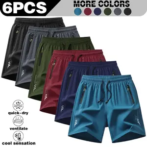6-pack men's lightweight, , breathable and cool, fashionable and versatile, making them an excellent choice for casual sports and five-inch shorts,uick-dry casual sports shorts with zippered pockets