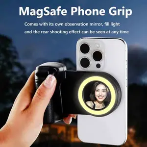 Magnetic Selfie Ring Light, Rechargeable LED Fill Light with a Mirror for iPhone, Wireless Bluetooth Remote Control for Video Vlog Photo Shooting Acccessory Led Selfie Accessories Compatible with Magsafe Selfie Led Lights