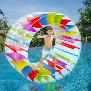 65" Giant Inflatable Wheel Roller, Colorful Water Rolling Wheel Float for Kids Summer Swimming Pool Parties, Rolling on The Lawn, Indoor Outdoor Fun Toys for Games Supplies