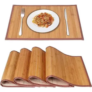 Bamboo Placemats for Dining Table, Placemats Set of 4,Stain-Resistant,Heat-Resistant Place Mats,Durable and Sturdy Dining Place Mats for Kitchen Table (Original) Marscool