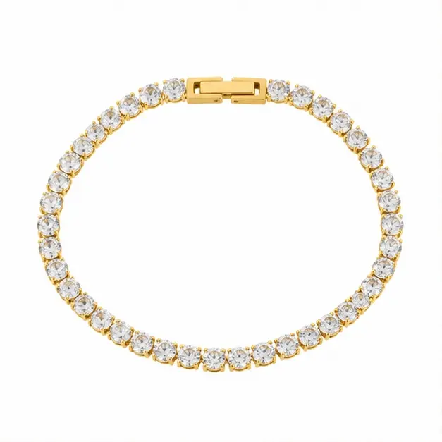 Classic Diamond Cut Diamond Tennis Bracelets & Bangles with Gold Box Clasp