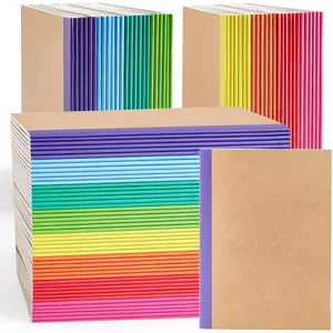 96 Pack Composition Notebooks Bulk,  Cover Lined Blank College Ruled Composition Travel Journals with Rainbow Spines For Women Students Business, 60 Pages, 8.3"x 5.5", A5, 8 Colors