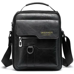 New men's PU leather shoulder bag, classic style,retro fashion, adjustable shoulder strap, zipper closure, multiple compartments, handbag, messenger bag, crossbody bag, business casual laptop bag, travel, backpack, men's daily commuter bag, Christmas gift